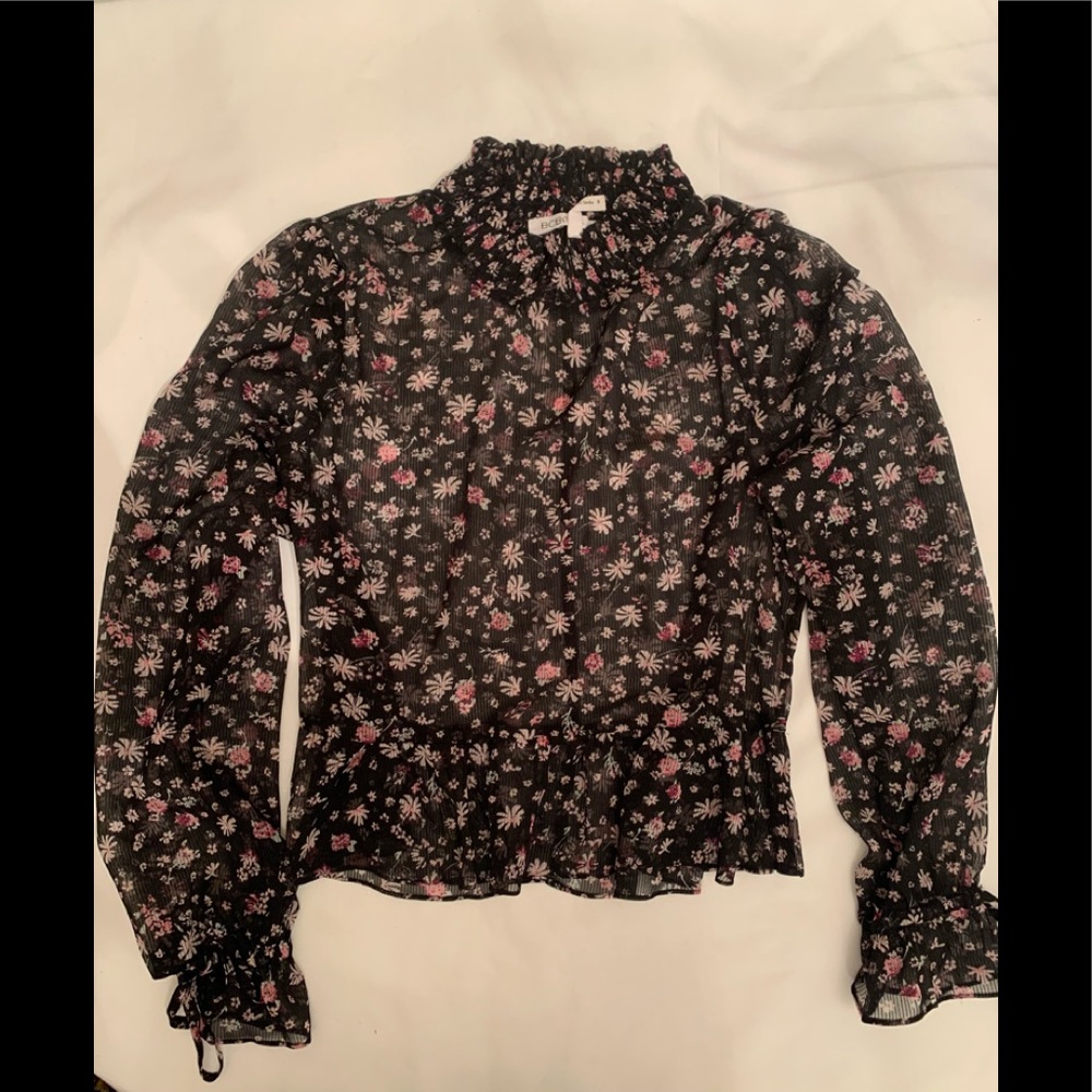 BCBG Sheer Floral Top